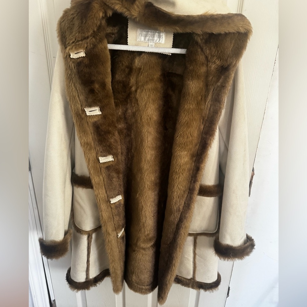 Vintage Faux Fur Penny Lane Coat Fabulous Furs Donna Salyers Boho Chic Retro XS